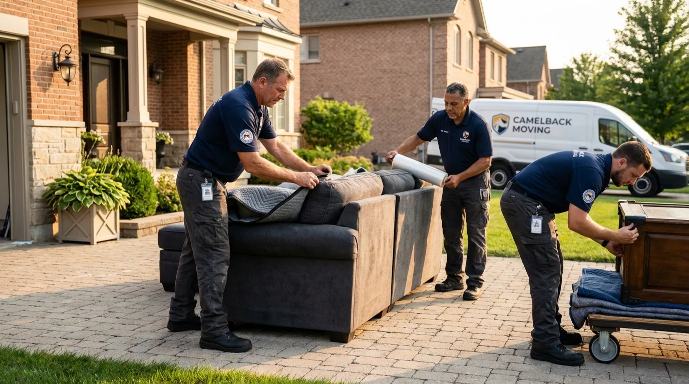 Large estate moving crew wrapping furniture in Bells, TN